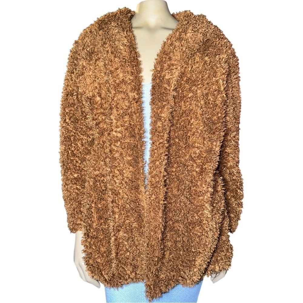 Urban Outfitters women's Teddy Camel Open Front Coat size S/M - P/M